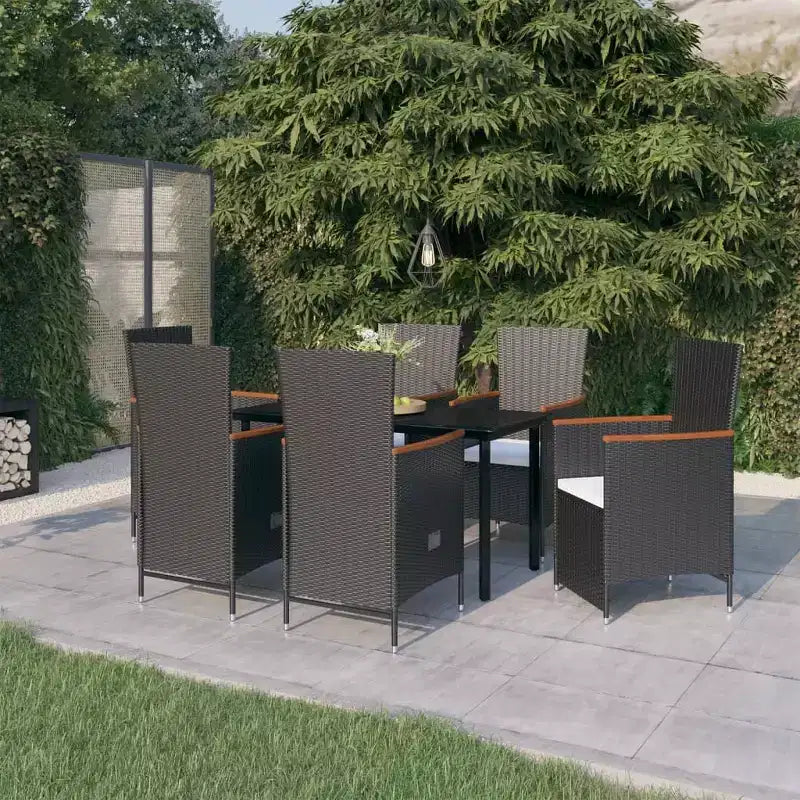 vidaXL Salon de jardin noir résine tressée Grands accoudoirs réglables