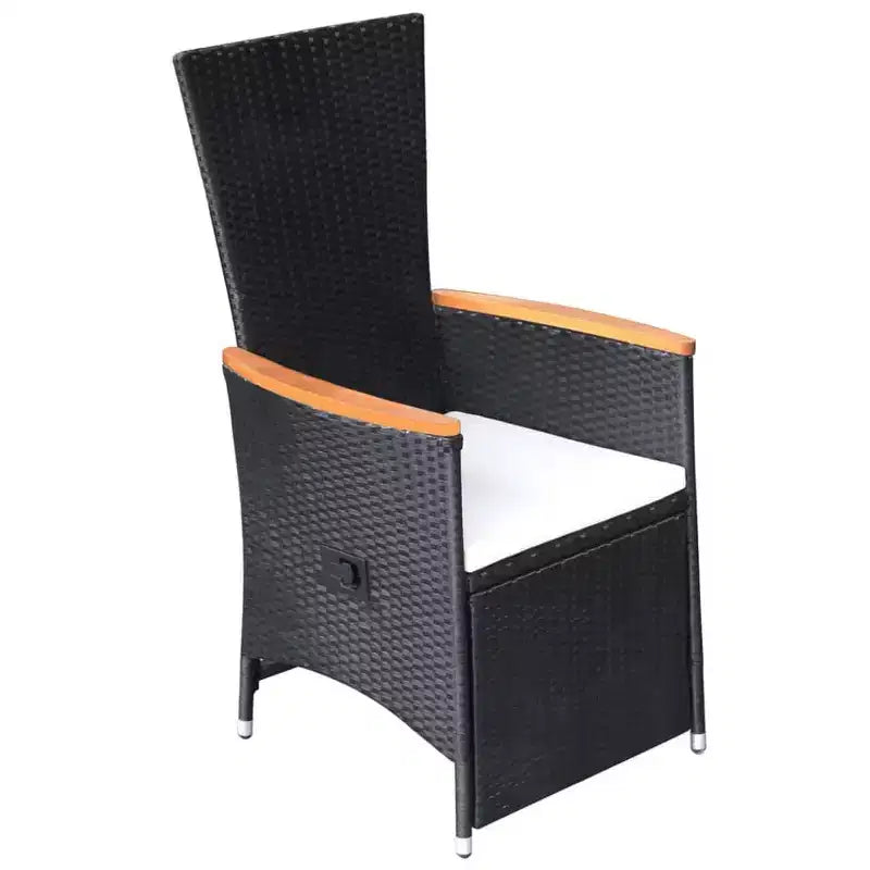 vidaXL Salon de jardin noir résine tressée Grands accoudoirs réglables
