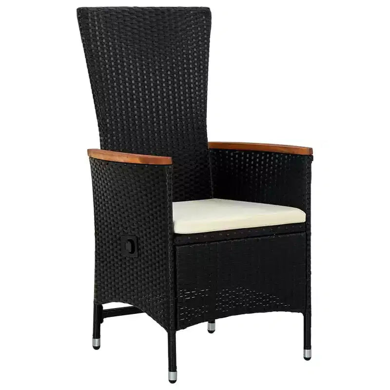vidaXL Salon de jardin noir résine tressée Grands accoudoirs réglables