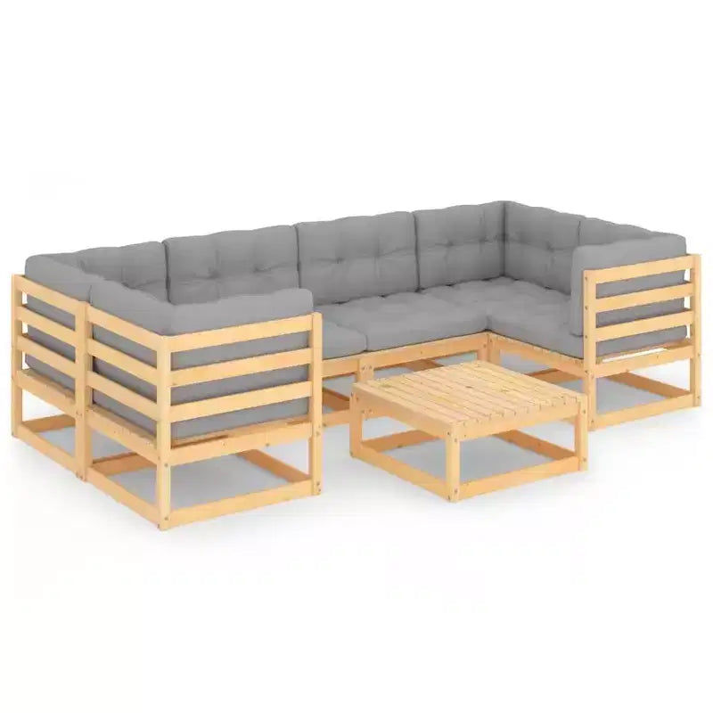 vidaXL Garden Lounge Set Solid Pinewood Solid Pinewood, 100% Polyester