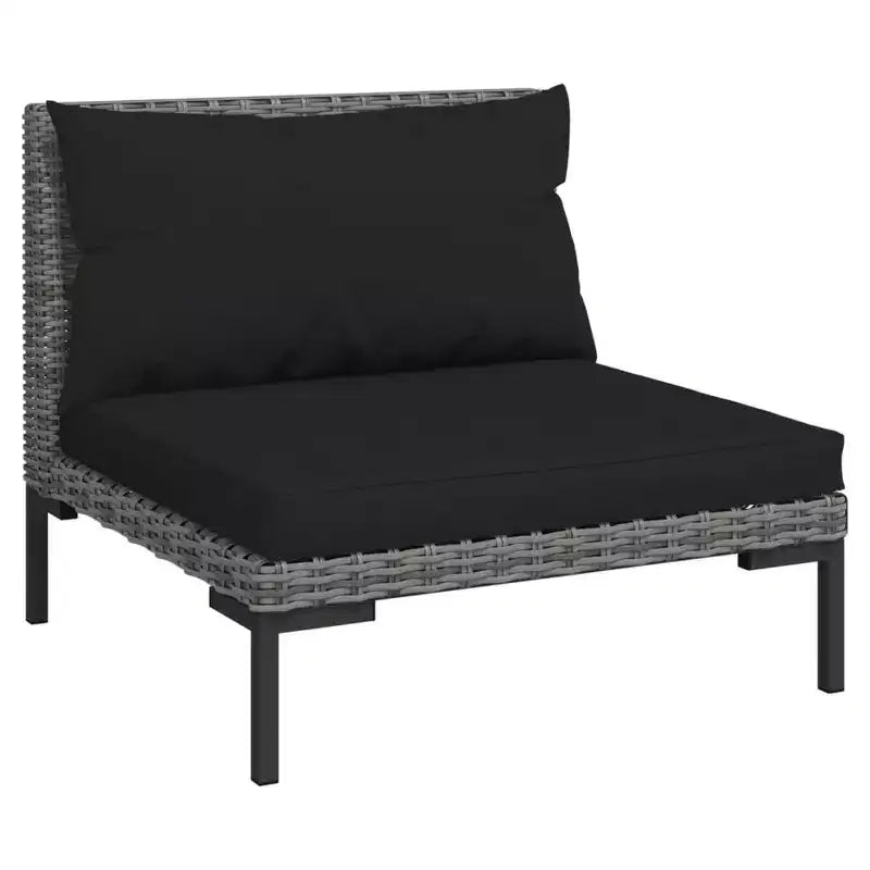 vidaXL Salon de jardin modulaire en résine tressée gris foncé grand format
