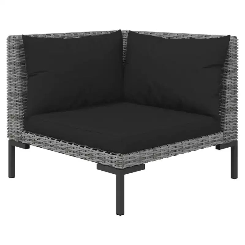 vidaXL Salon de jardin modulaire en résine tressée gris foncé grand format