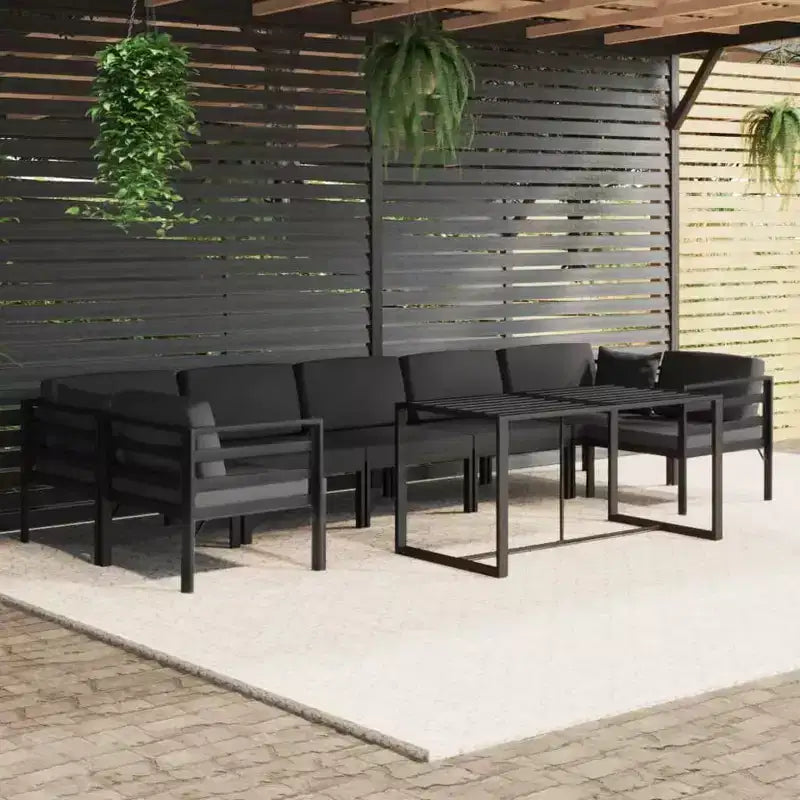 vidaXL Salon de jardin modulaire anthracite en aluminium grande taille