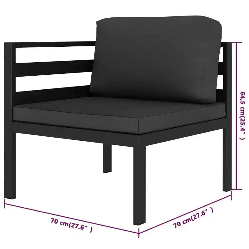 vidaXL Salon de jardin modulaire anthracite en aluminium grande taille