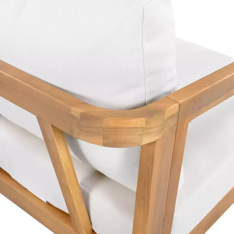 Christopher Knight Home Muhin Ensemble de 3 meubles de patio modernes en acacia avec coussins et table rectangulaire à lattes