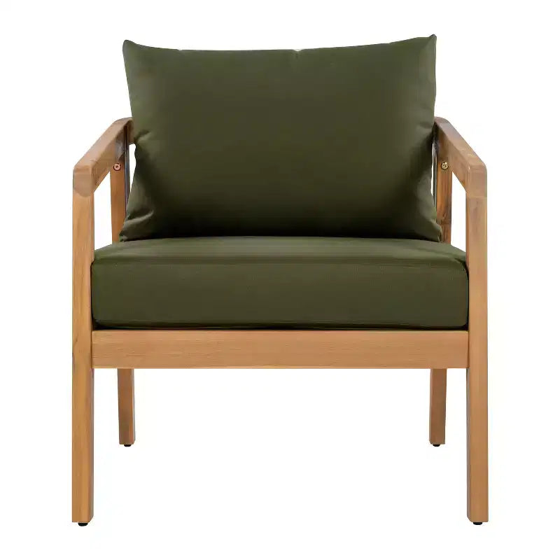 Christopher Knight Home Muhin Ensemble de 3 meubles de patio modernes en acacia avec coussins et table rectangulaire à lattes