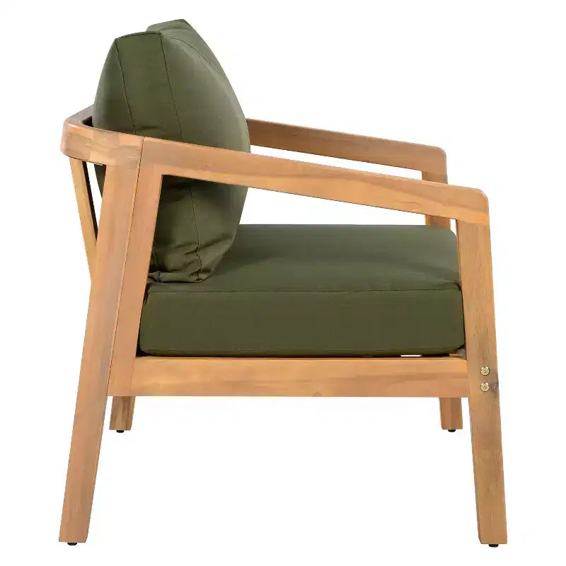 Christopher Knight Home Muhin Ensemble de 3 meubles de patio modernes en acacia avec coussins et table rectangulaire à lattes
