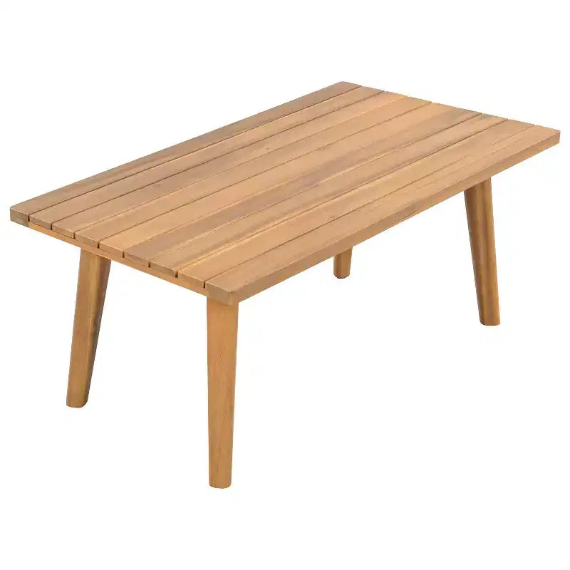 Christopher Knight Home Muhin Ensemble de 3 meubles de patio modernes en acacia avec coussins et table rectangulaire à lattes