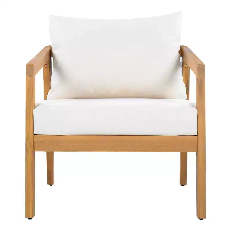 Christopher Knight Home Muhin Ensemble de 3 meubles de patio modernes en acacia avec coussins et table rectangulaire à lattes