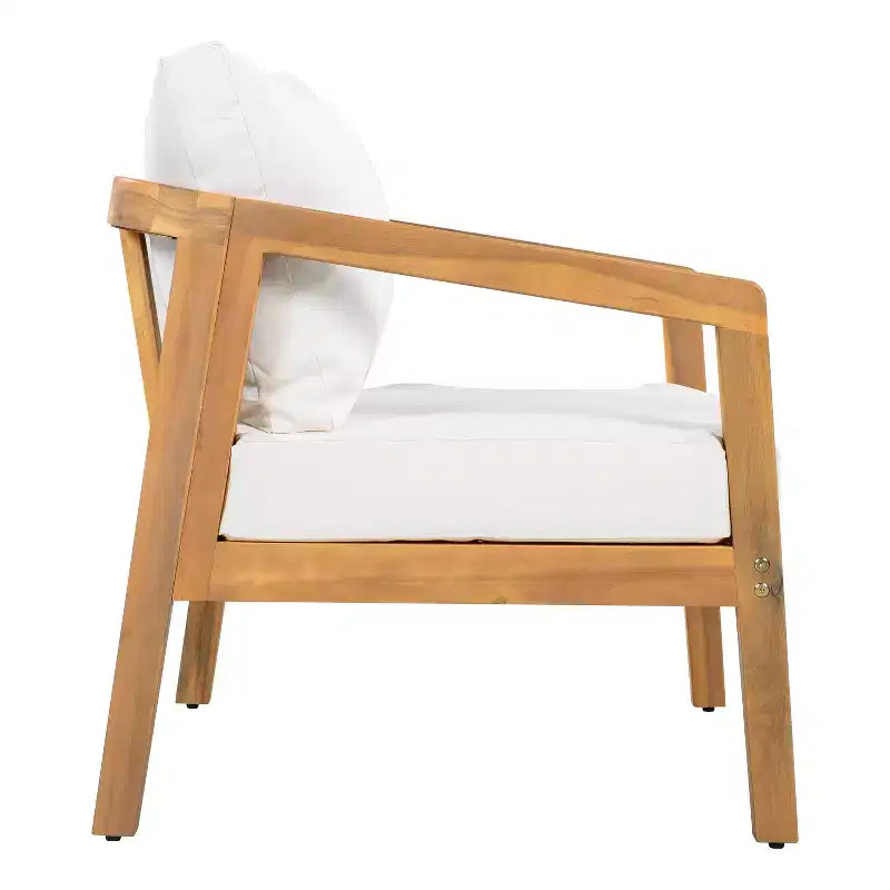 Christopher Knight Home Muhin Ensemble de 3 meubles de patio modernes en acacia avec coussins et table rectangulaire à lattes