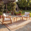 Christopher Knight Home Muhin Modern 3 Piece Acacia Patio Seating Set with Cushion and Rectangular Slatted Table