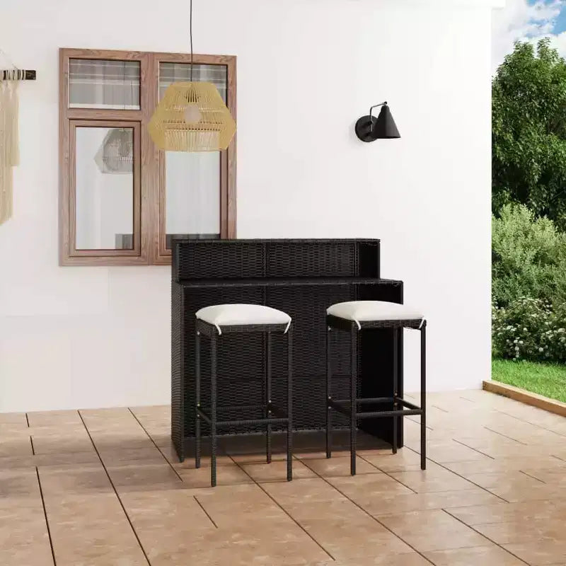 vidaXL Salon de jardin bar en résine tressée et acier thermolaqué Moyen