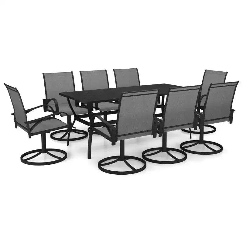 vidaXL Dining Set Charcoal, Powder-coated steel, Textilene Medium