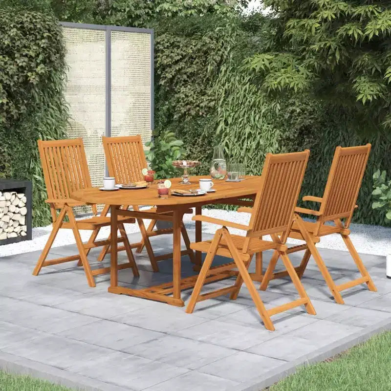 vidaXL Salon de jardin en bois naturel, acacia massif, grande table extensible