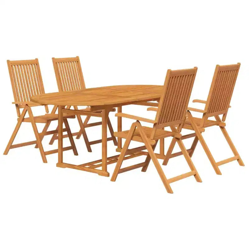 vidaXL Salon de jardin en bois naturel, acacia massif, grande table extensible
