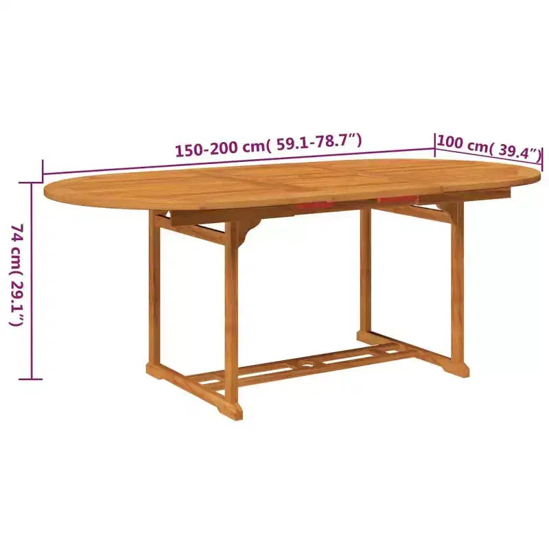 vidaXL Salon de jardin en bois naturel, acacia massif, grande table extensible