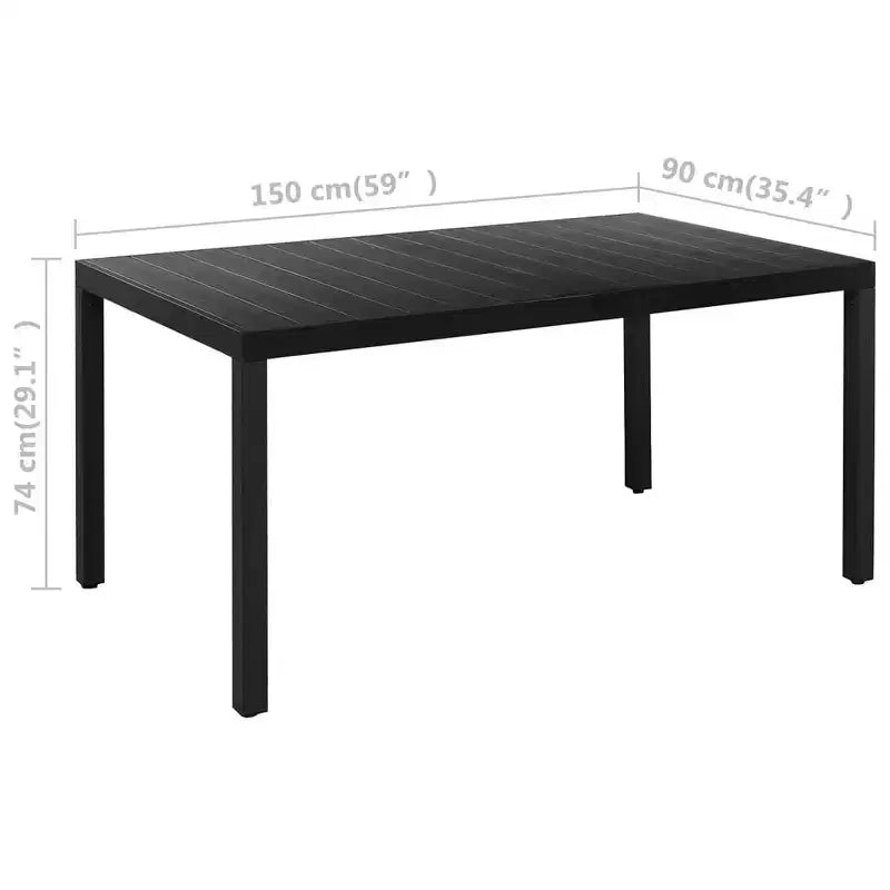 vidaXL Ensemble de salle à manger Noir Rotin PE, aluminium, WPC Moyen