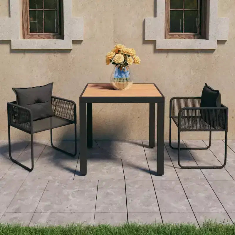 vidaXL Ensemble de salle à manger en résine tressée PVC noir durable 3 pièces