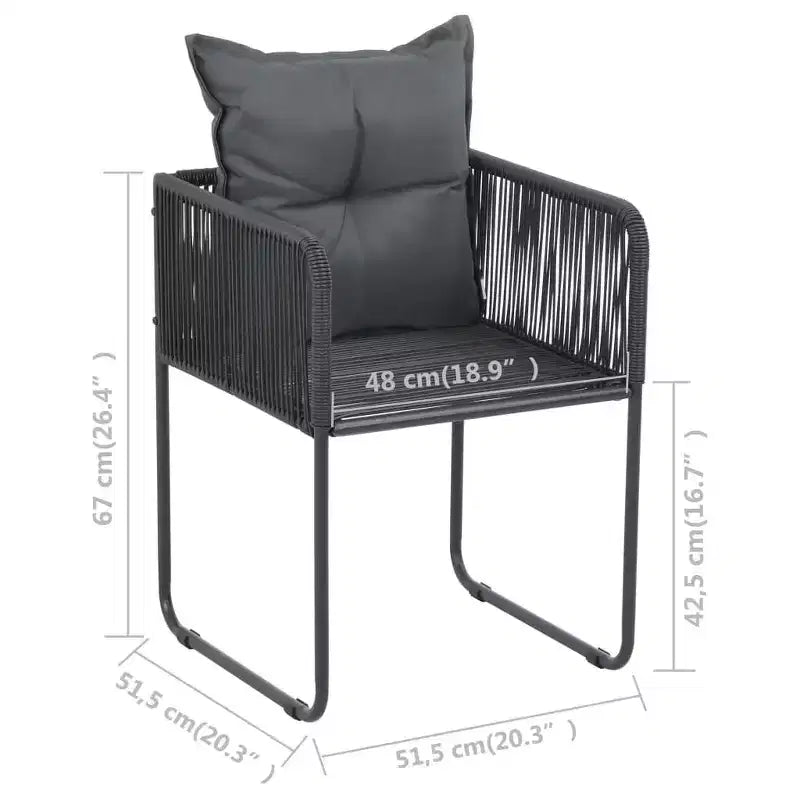 vidaXL Ensemble de salle à manger en résine tressée PVC noir durable 3 pièces