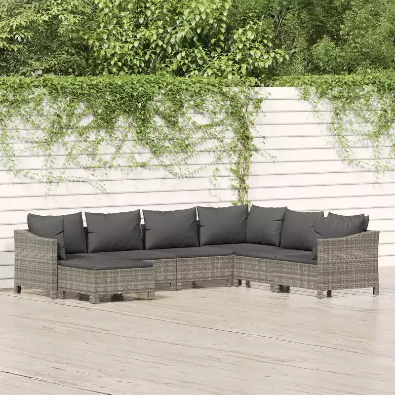 vidaXL Salon de jardin gris en résine tressée 7 pièces modulable