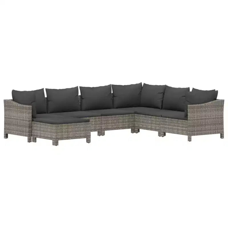 vidaXL Salon de jardin gris en résine tressée 7 pièces modulable