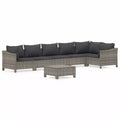 vidaXL Garden Lounge Set Grey PE Rattan, Powder-coated Steel