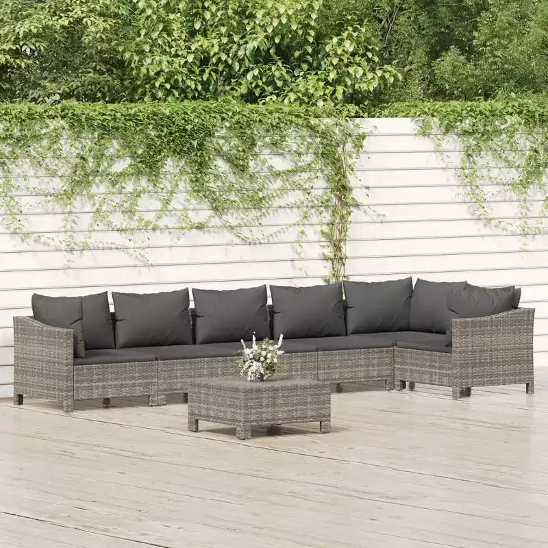 vidaXL Salon de jardin gris en résine tressée et acier thermolaqué