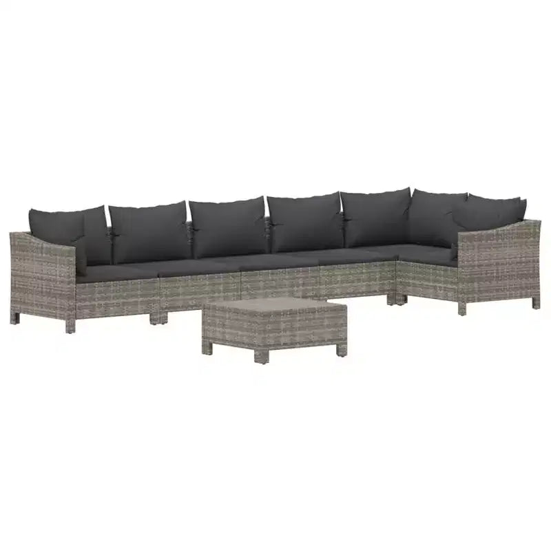 vidaXL Salon de jardin gris en résine tressée et acier thermolaqué