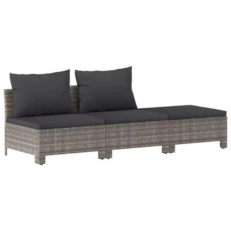 vidaXL Salon de jardin gris en résine tressée et acier thermolaqué