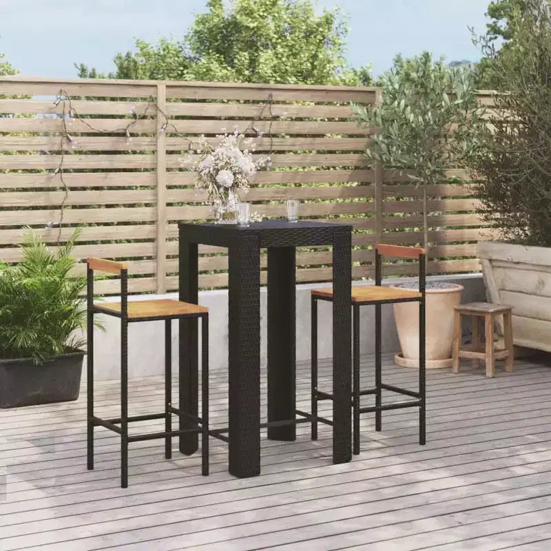 vidaXL Ensemble de bar de jardin en résine tressée Standard Repose-pieds Ensemble de bar de jardin