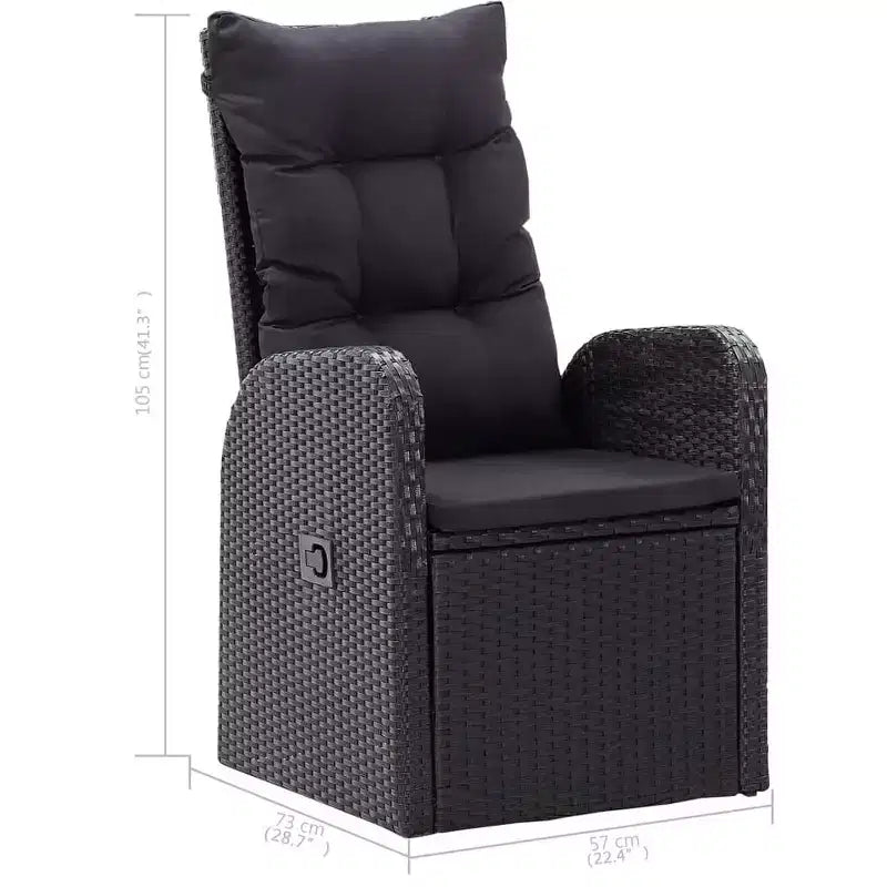 vidaXL Ensemble de salle à manger noir en bois d'acacia massif, résine tressée et acier thermolaqué