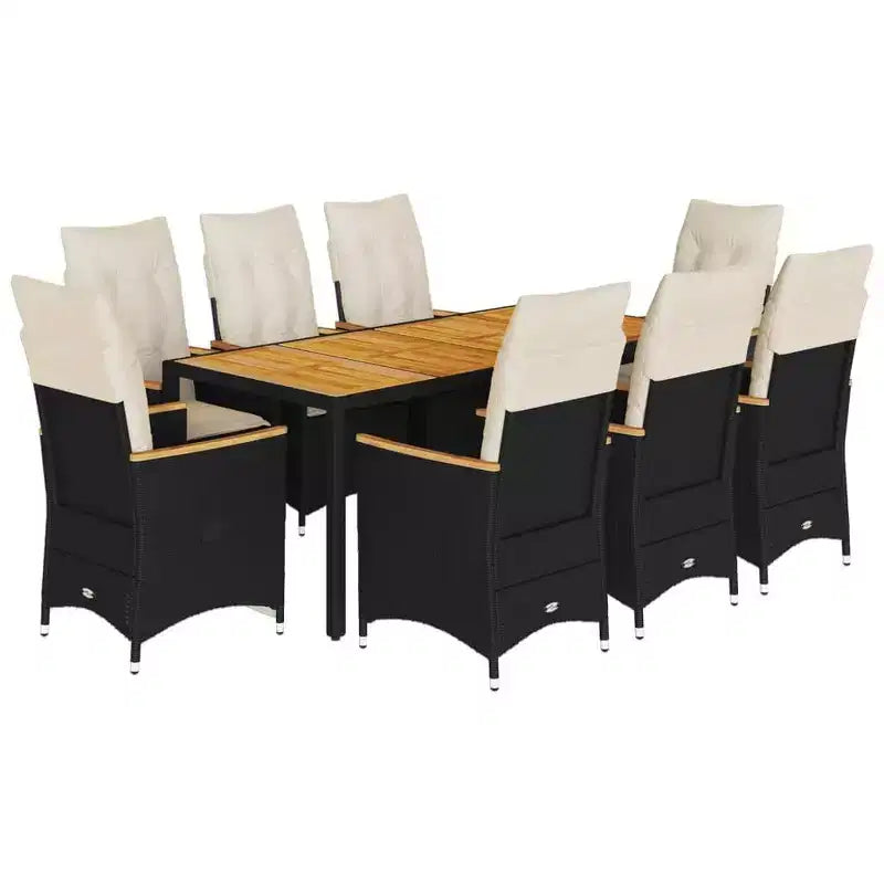 vidaXL Garden Dining Set Black PE rattan 8-seater Adjustable Armrests