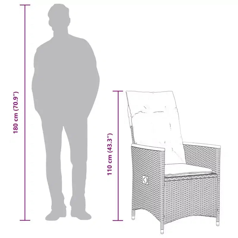 vidaXL Ensemble de salle à manger de jardin, 8 places, en résine tressée noire, avec accoudoirs réglables