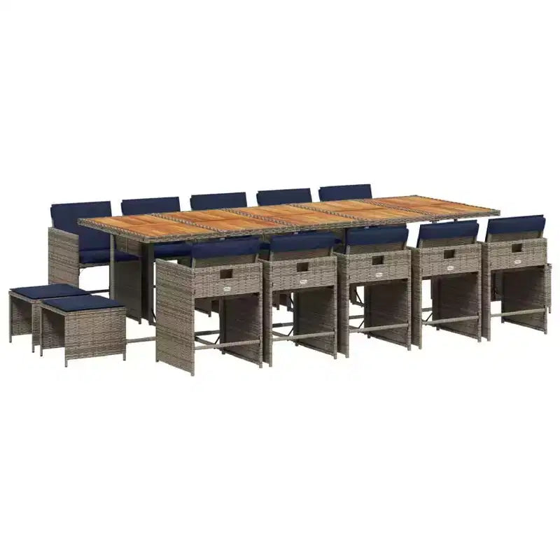 vidaXL Patio Dining Set Set of 14 Gray, Navy Blue
