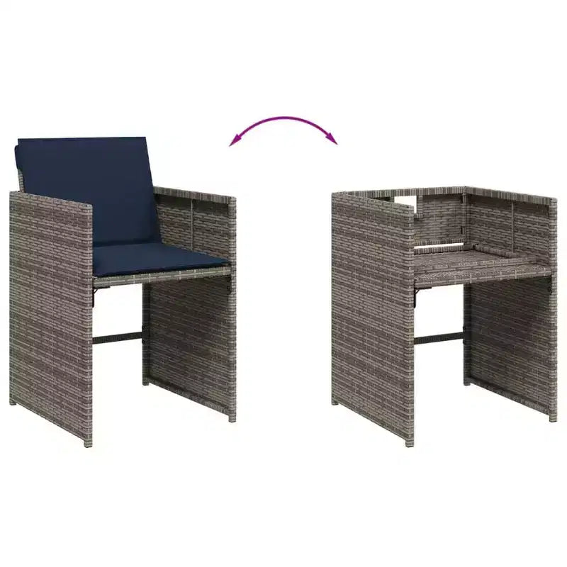 vidaXL Set de salle à manger d'extérieur 14 pcs Gris, bleu marine