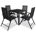 vidaXL Outdoor Dining Set Black Aluminum, WPC, Textilene Medium Foldable