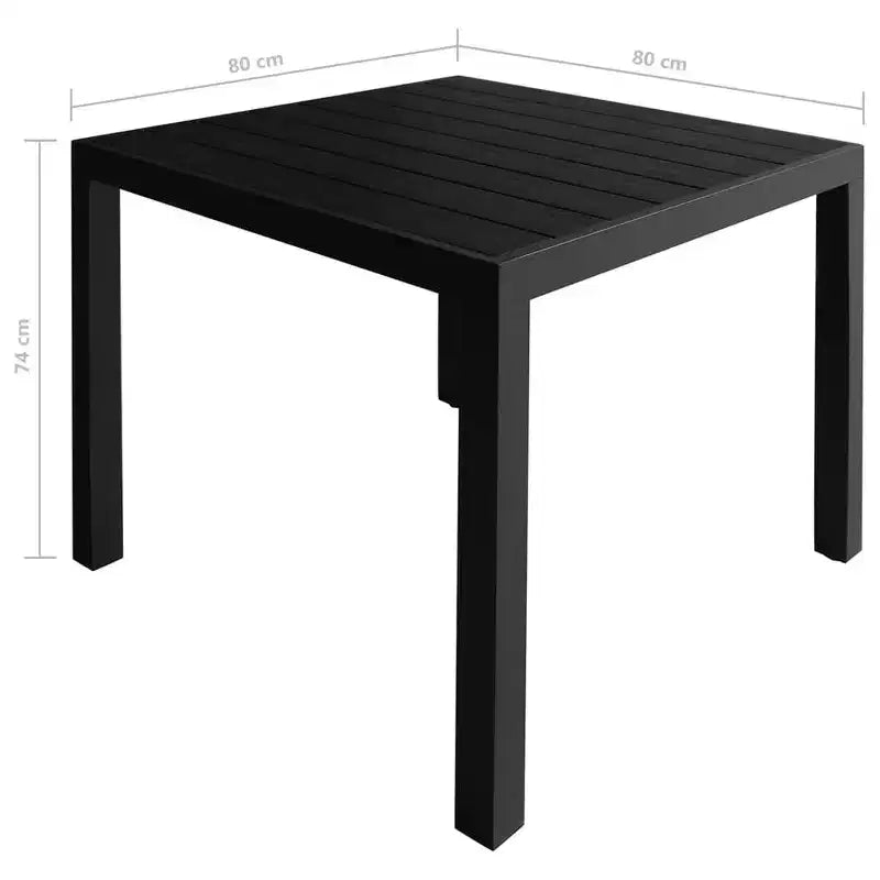 vidaXL Ensemble de salle à manger d'extérieur Noir Aluminium, WPC, Textilène Pliable Moyen