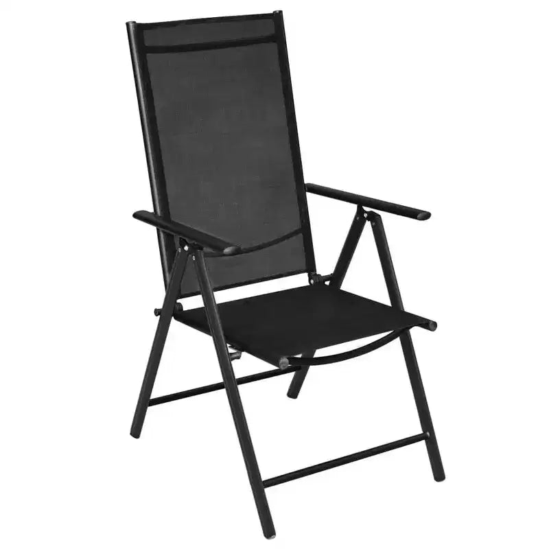 vidaXL Ensemble de salle à manger d'extérieur Noir Aluminium, WPC, Textilène Pliable Moyen