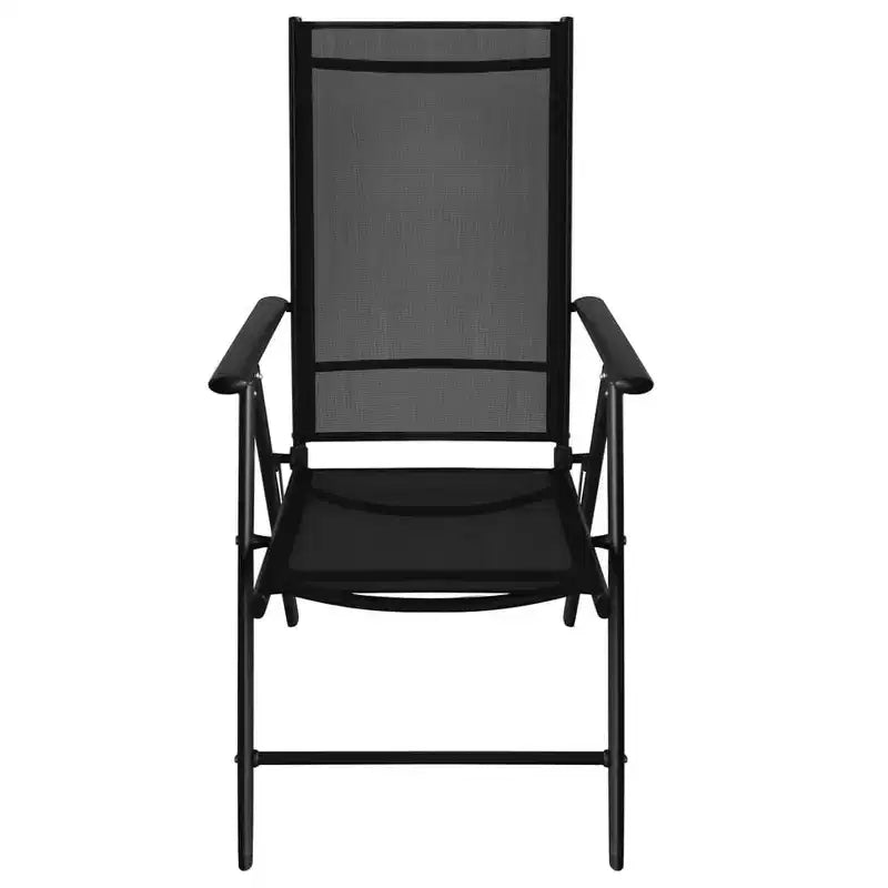 vidaXL Ensemble de salle à manger d'extérieur Noir Aluminium, WPC, Textilène Pliable Moyen