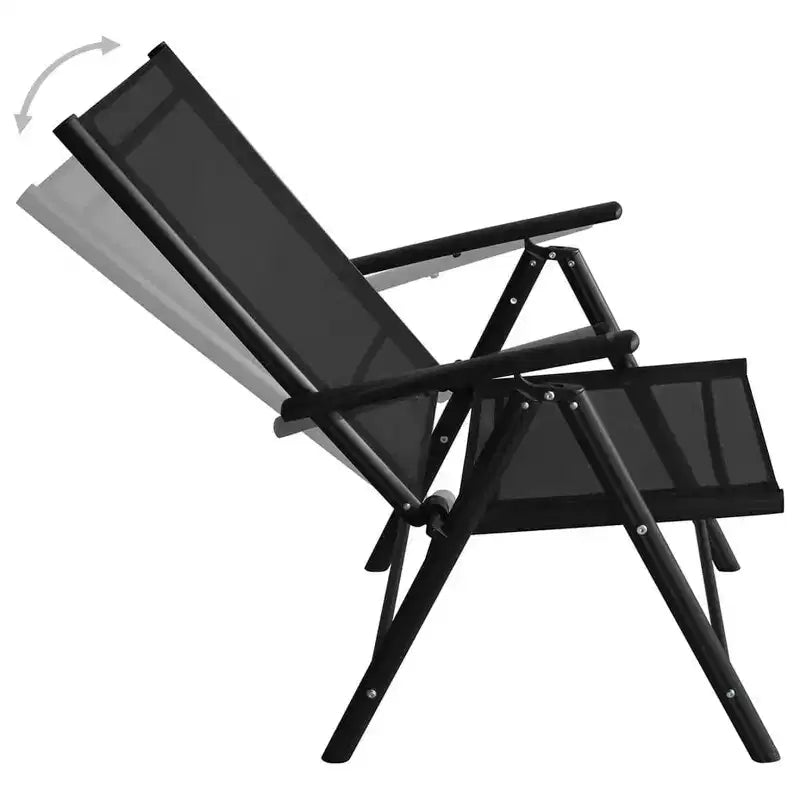 vidaXL Ensemble de salle à manger d'extérieur Noir Aluminium, WPC, Textilène Pliable Moyen