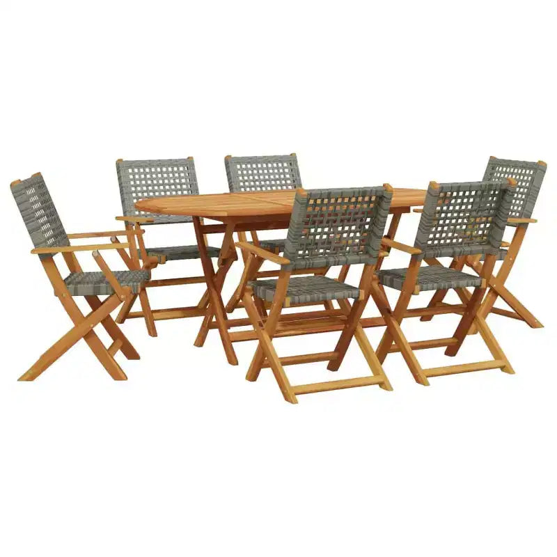 vidaXL Garden Dining Set Grey Solid acacia wood, PE rattan Medium