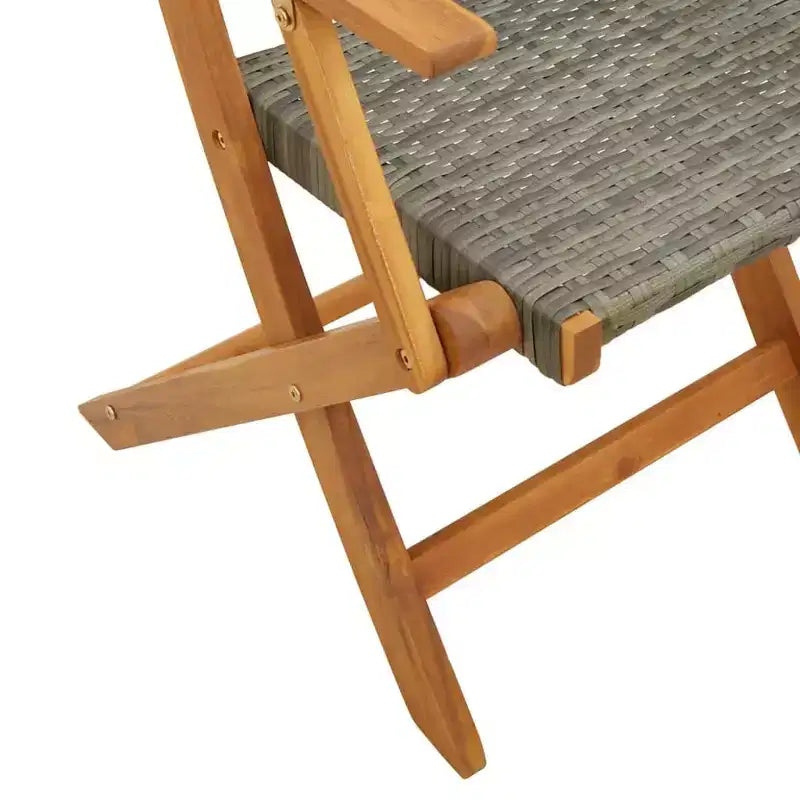 vidaXL Ensemble de jardin à dîner Gris Bois d'acacia massif, résine tressée Moyen