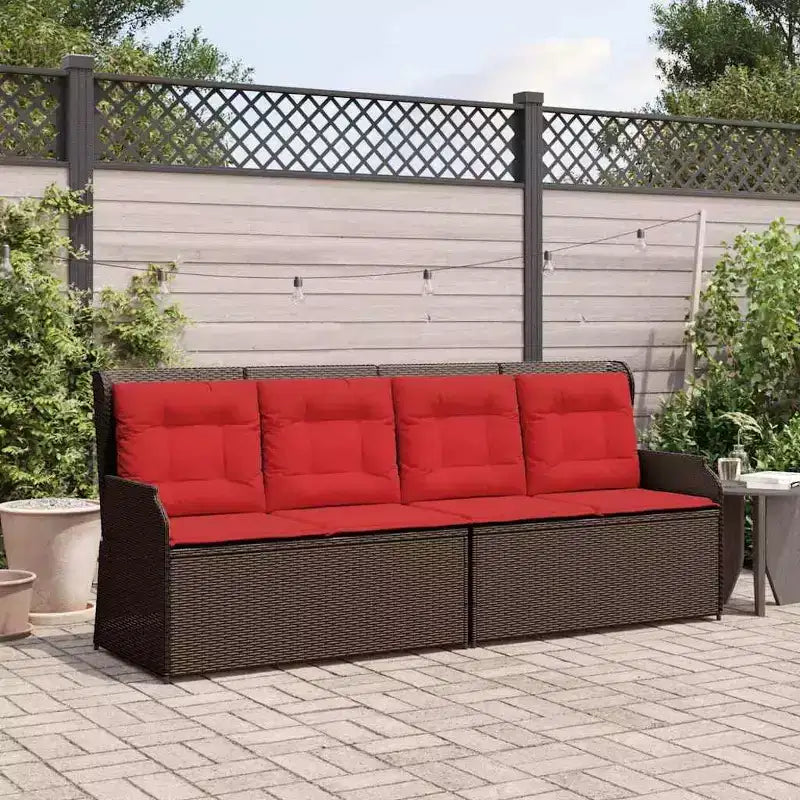 vidaXL Banc de jardin avec coussin et rotin synthétique rouge