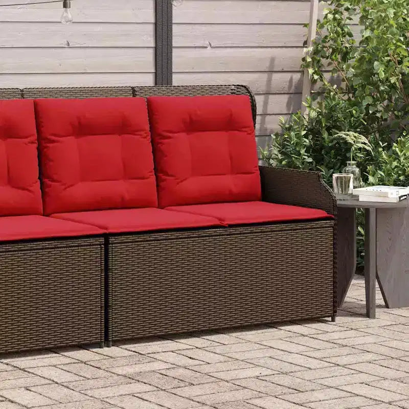 vidaXL Banc de jardin avec coussin et rotin synthétique rouge