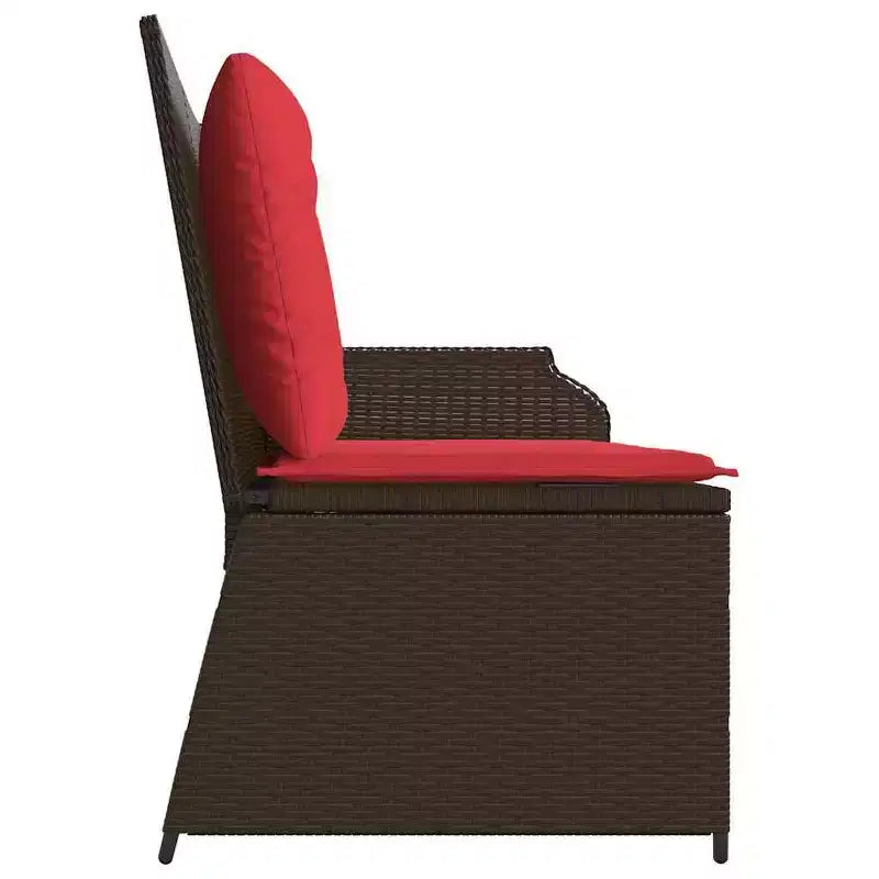 vidaXL Banc de jardin avec coussin et rotin synthétique rouge