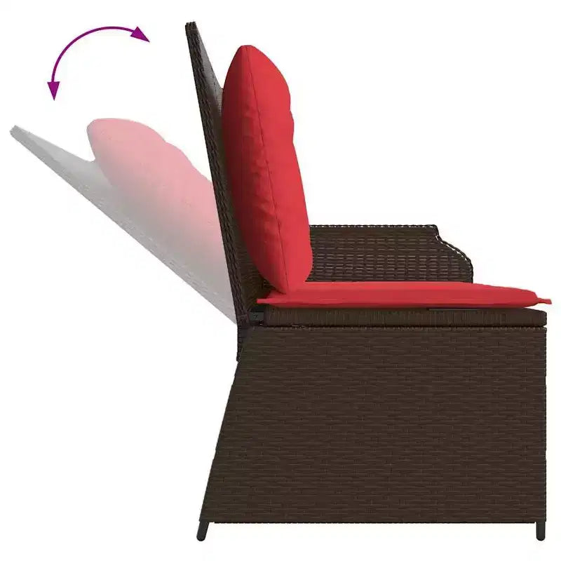 vidaXL Banc de jardin avec coussin et rotin synthétique rouge