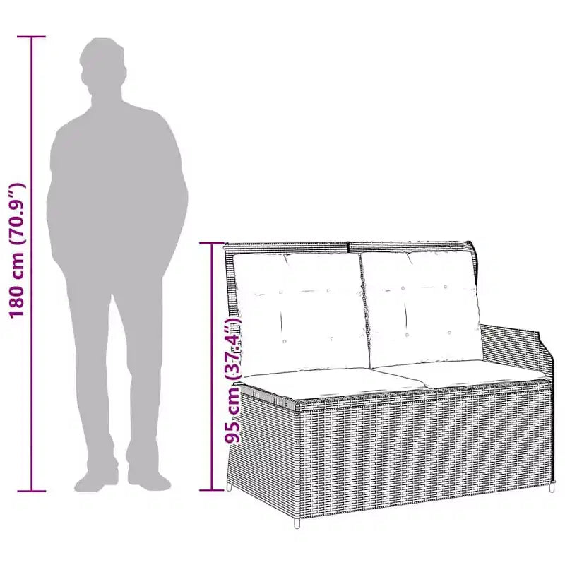 vidaXL Banc de jardin avec coussin et rotin synthétique rouge