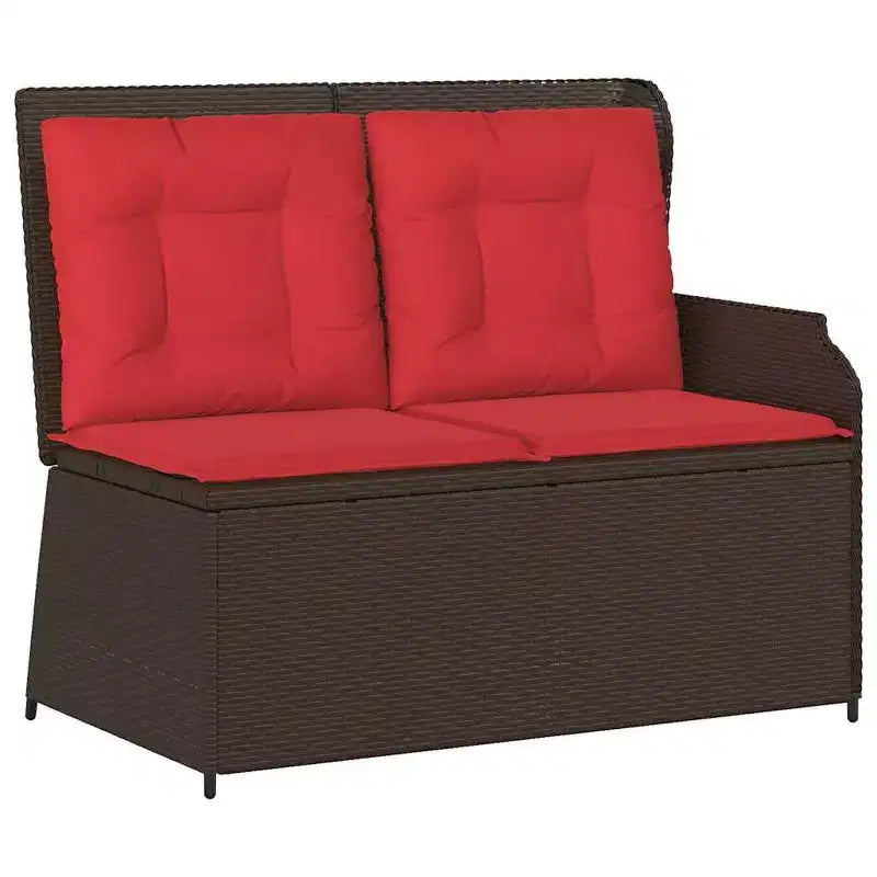 vidaXL Banc de jardin avec coussin et rotin synthétique rouge