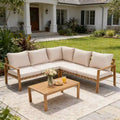 GDFStudio Deepak Modern 4 Piece Aluminum Outdoor Sectional Sofa Set with Cushion and Rectangular Table
