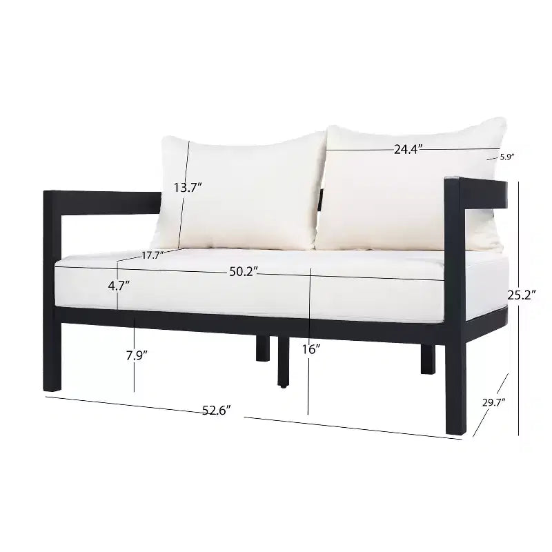 ModernLuxe Ensemble de canapé d'extérieur 4/5 pièces Meubles de conversation pour terrasse Groupe de sièges avec table basse, coussins résistant aux intempéries et cadre résistant à la rouille
